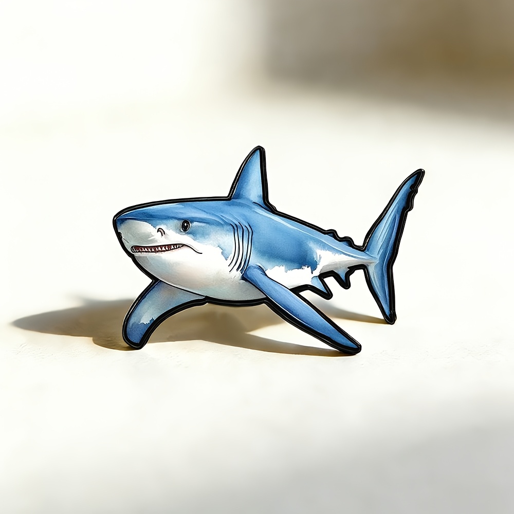 TEMU 1pc Vivid Watercolor Enamel Pin - Novelty Men's And Novelty Women' Wear Brooch Pin, Marine Predator Theme Fashion Accessory, Trendy Outfit Decor
