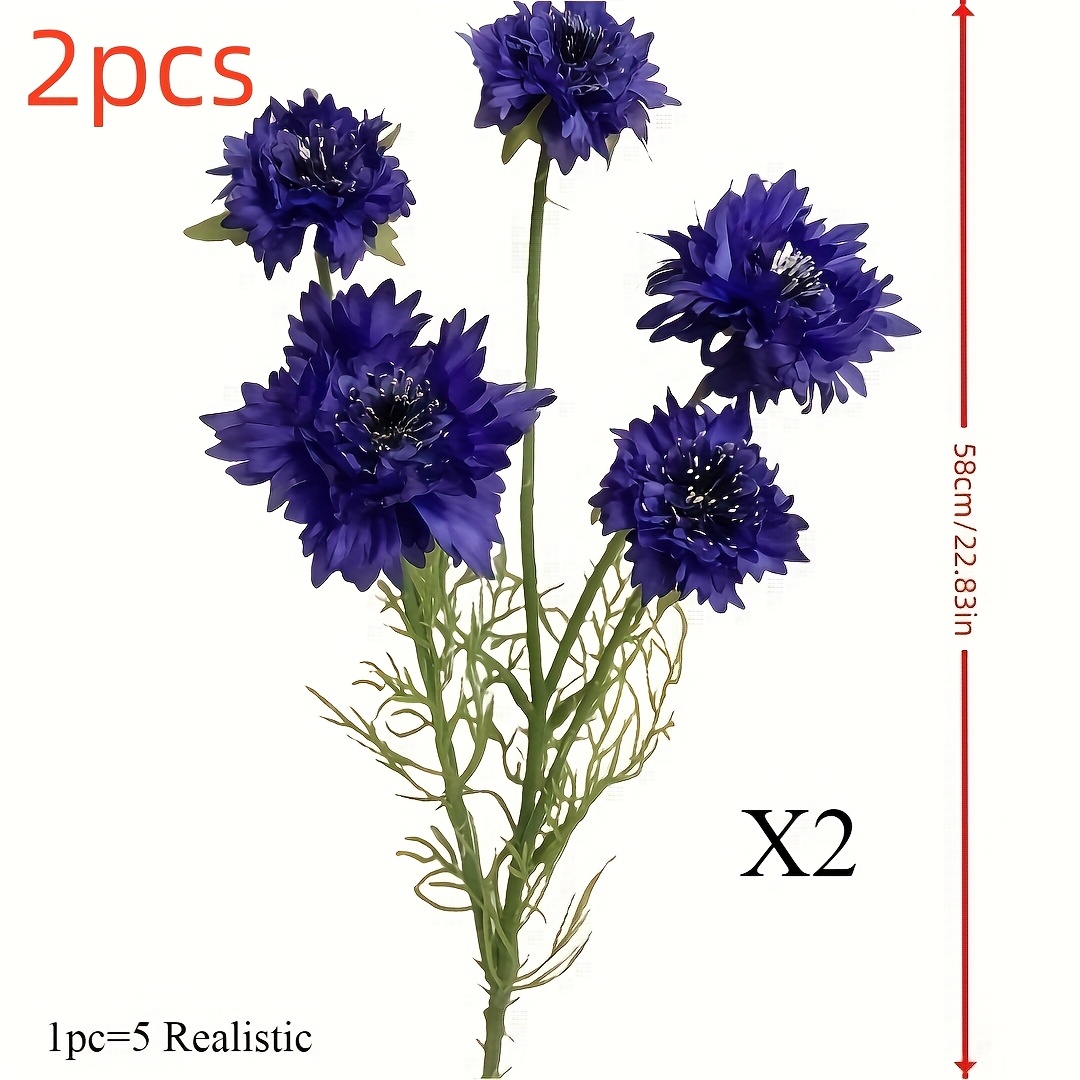 Image of 2pcs/ 10 Flowers Artificial Bouquet Stems - Uv-resistant Weatherproof Plastic Flowers With Stems, & For Indoor/ Outdoor Home, Cafe, Wedding Decor - Summer, Halloween, Oktoberfest, Thanksgiving