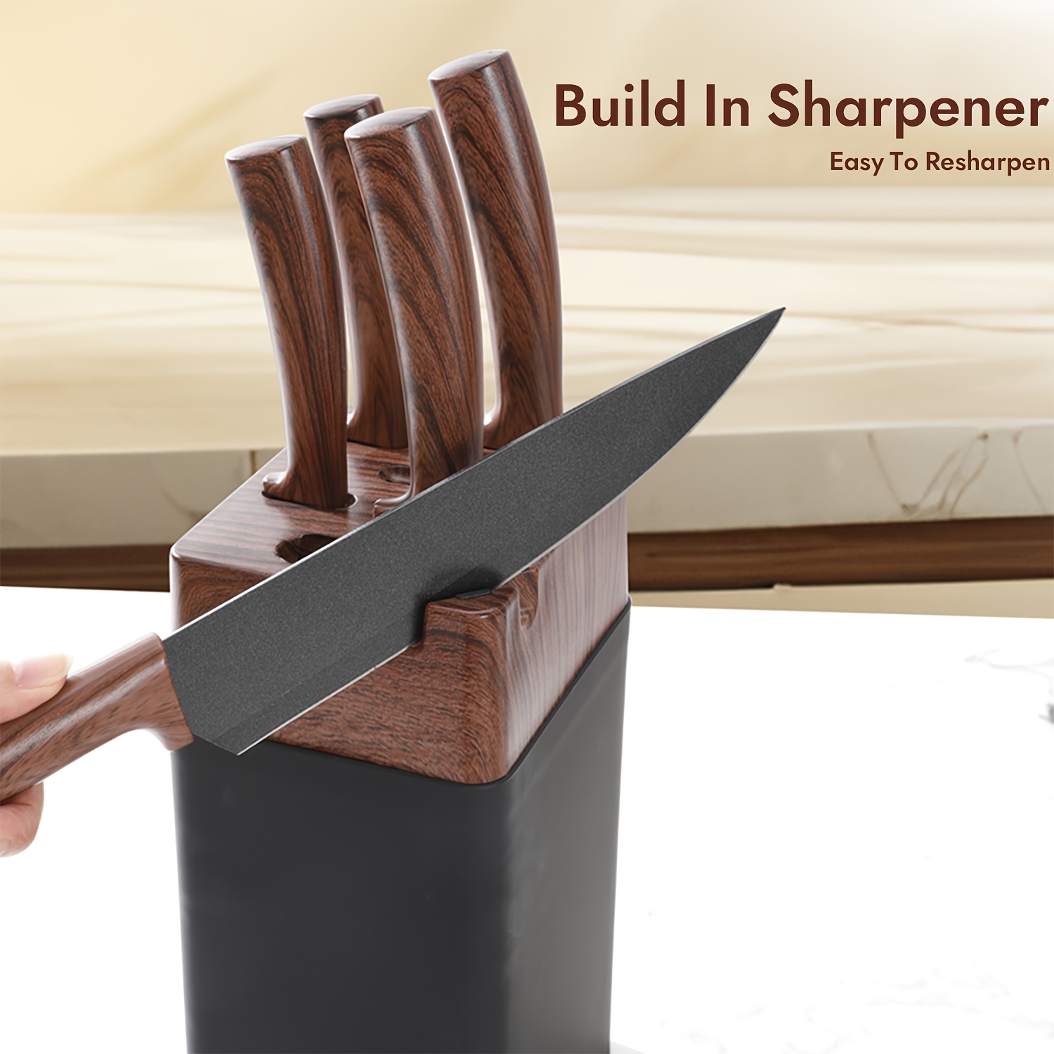 7pcs Kitchen Knife Set with Knife Rack, Chef'S Knife, Bread Knife, Replaceable Blade Knife, Multi-Purpose Knife, Fruit Knife And Kitchen Scissors. Multi-Purpose Cooking Kitchen Knife Set, Suitable for Home, Kitchen And Cooking