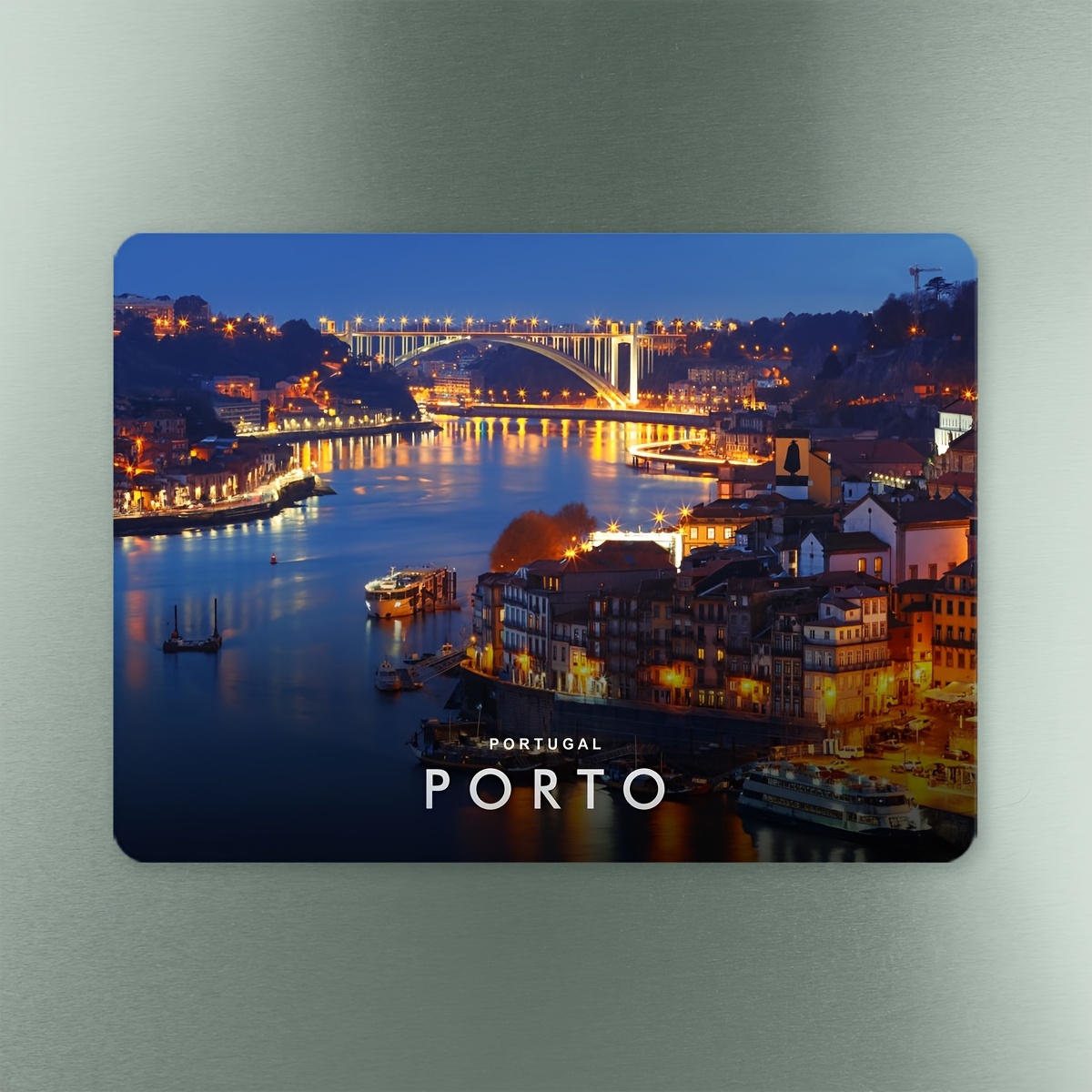 TEMU 1 autocollant magnétique "Nuit de Porto" avec design d'art moderne, impression plate 2D, cadeaux spéciaux, décoration pour réfrigérateur et