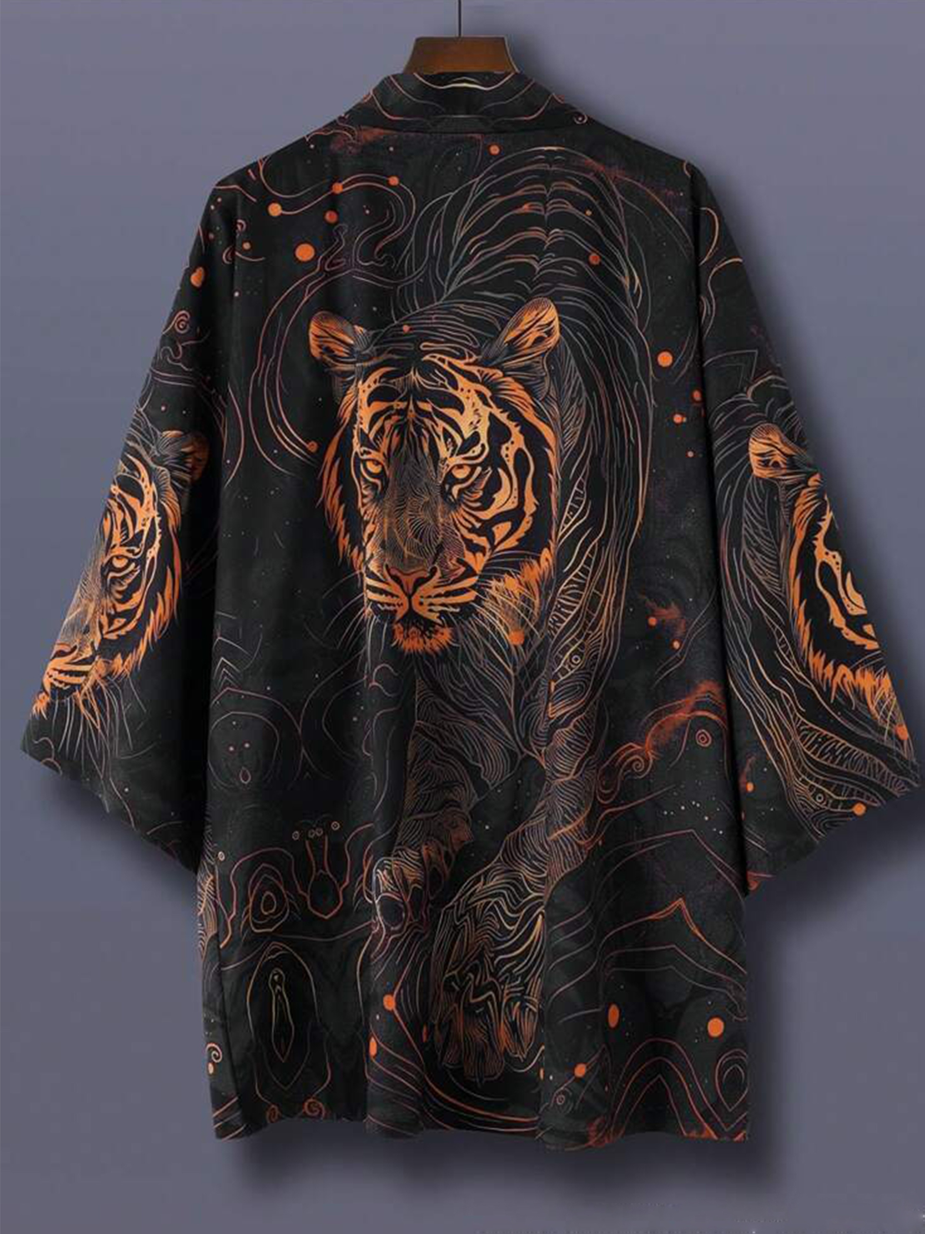 tiger collarless shirt