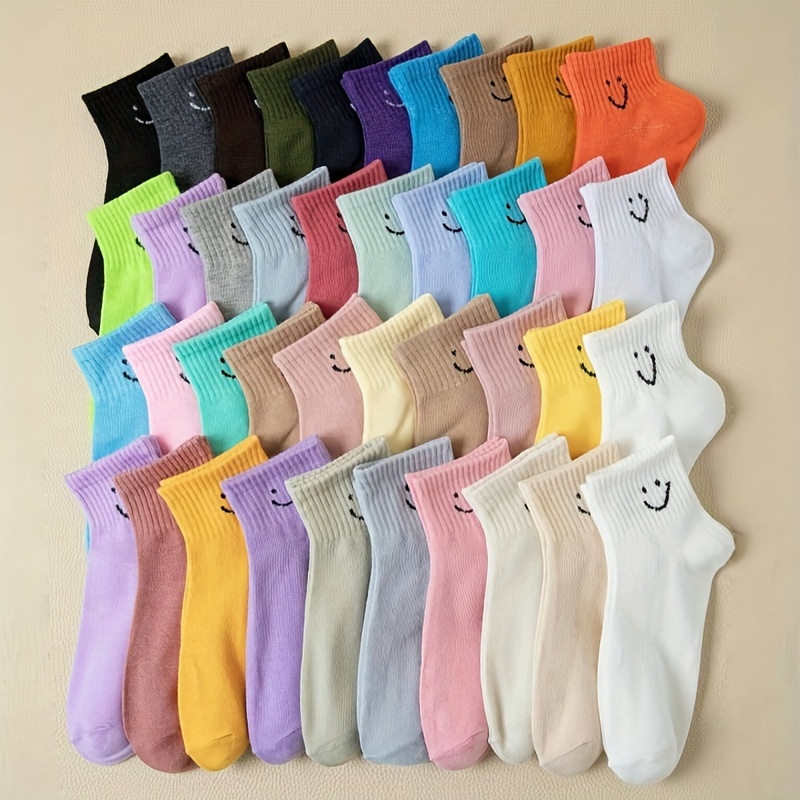 

10/20pcs Women's Cartoon Face Ankle Socks - Breathable, Non-slip, Soft & Comfortable For All