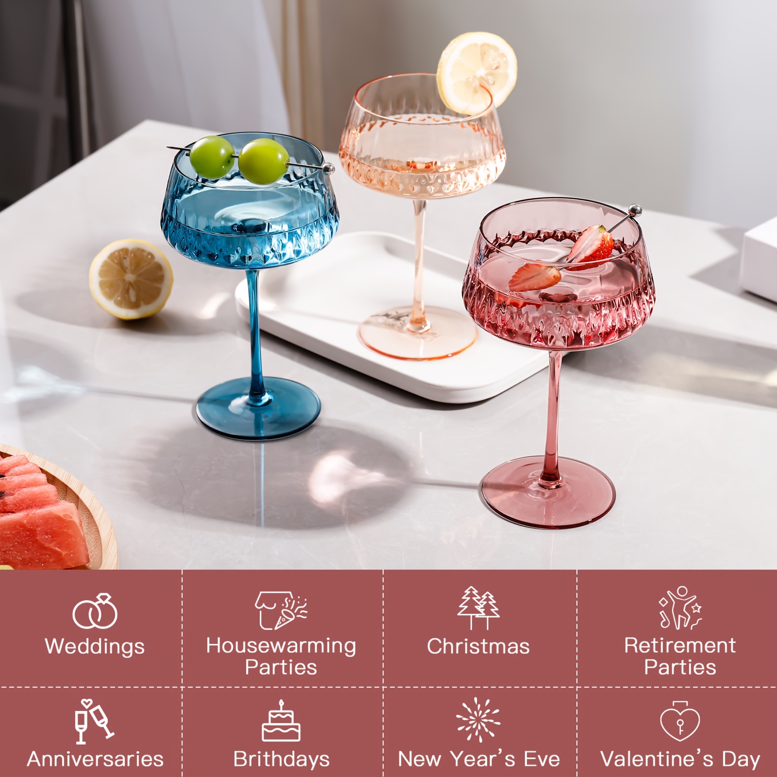 Lot De 6 Verres à Martini ZOFUN 120 Ml - Verres Cocktail Transparents, Pour Apéritif, Mariage, Fêtes, Design élégant
