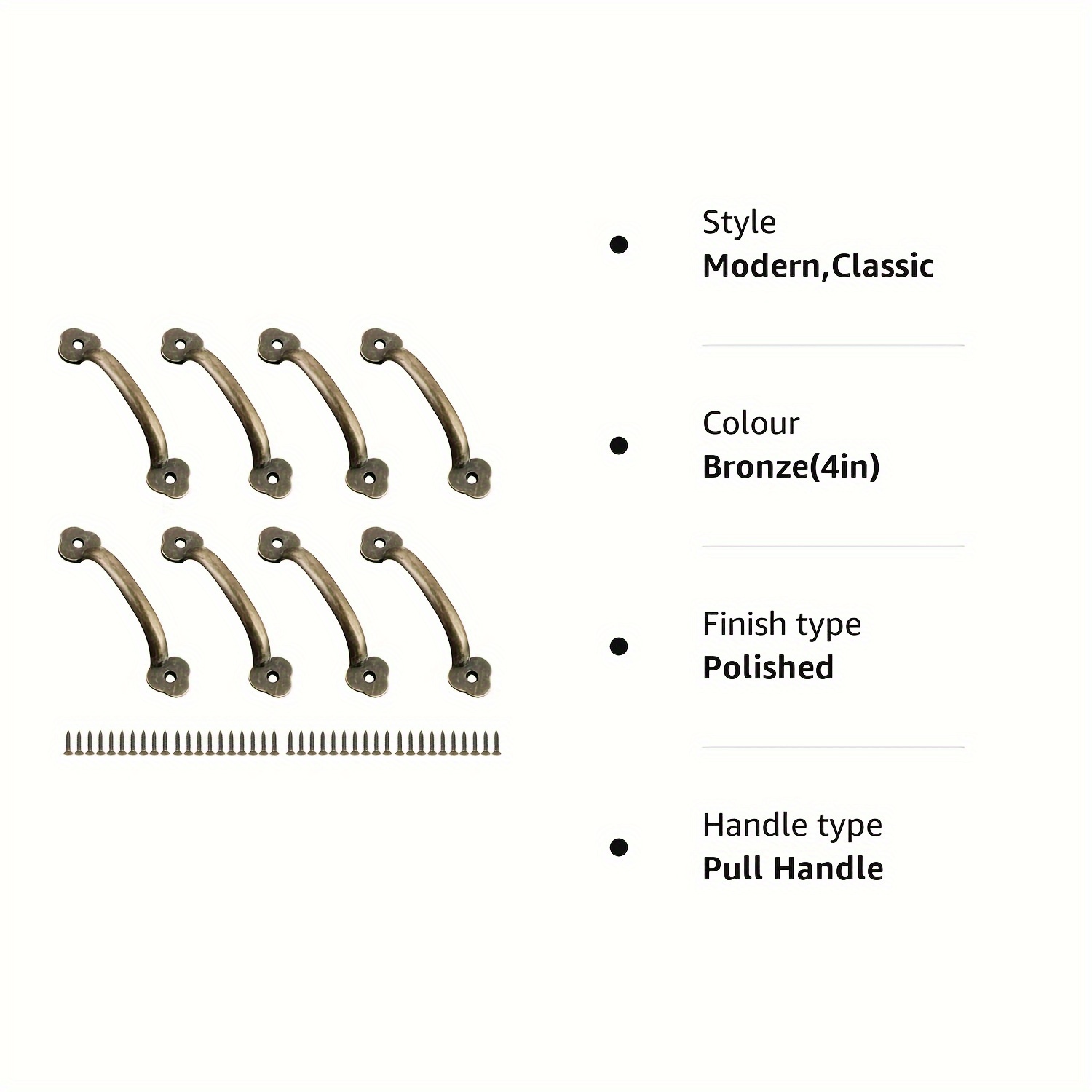 

8pcs 4-inch Bronze Cabinet Pull Handles, Classic Metal Zinc Alloy Door Handle Hardware, Modern Style Pulls For Kitchen Cabinets, Garden Shed Doors, Vintage Finish