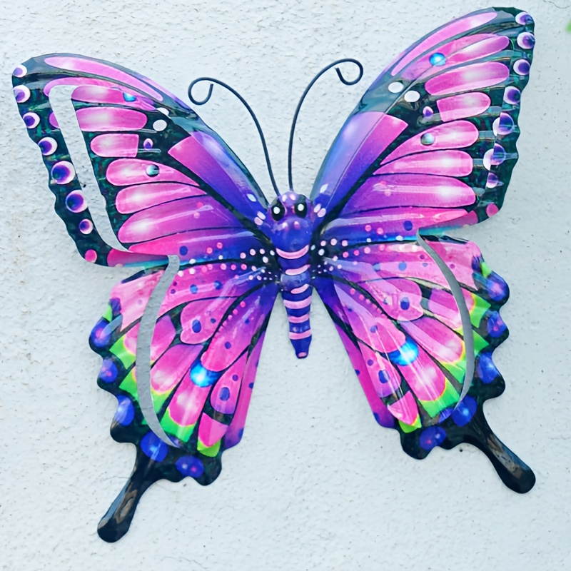 E-shop 1/4 Stück Bunte Metall Schmetterling Wandkunst, Eisen Ornamente, Geeignet für Garten, Hof, Wohnzimmer, Schlafzimmer, Terrasse, Balkon - Kein