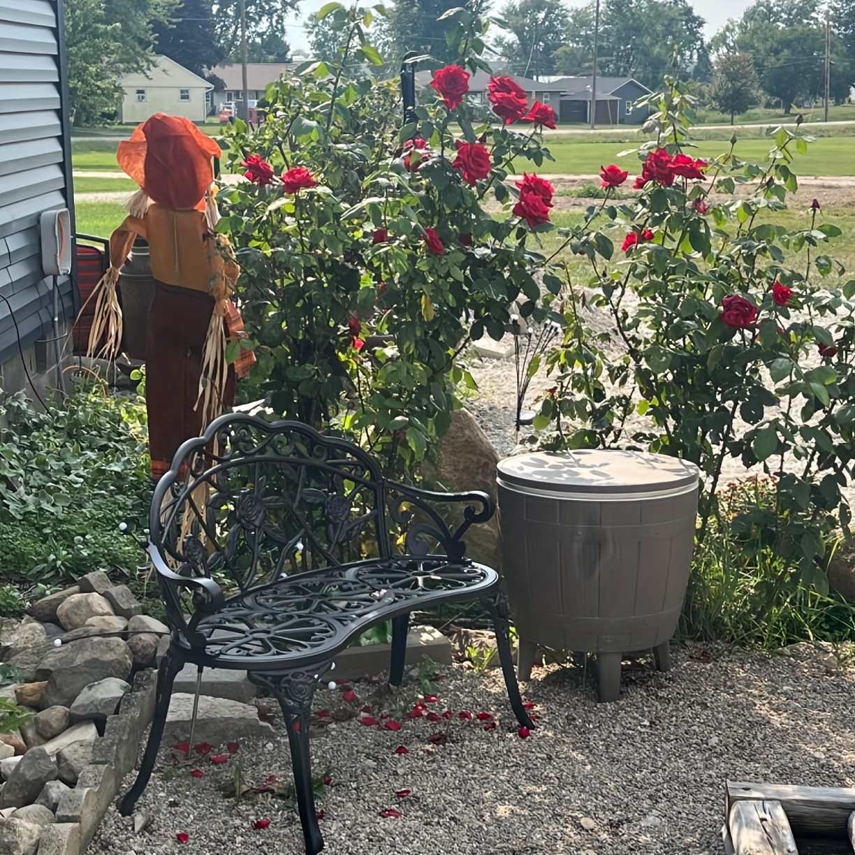 Comfort And Style: Perfect Rose Cast Iron Bench For Outdoor Relaxation