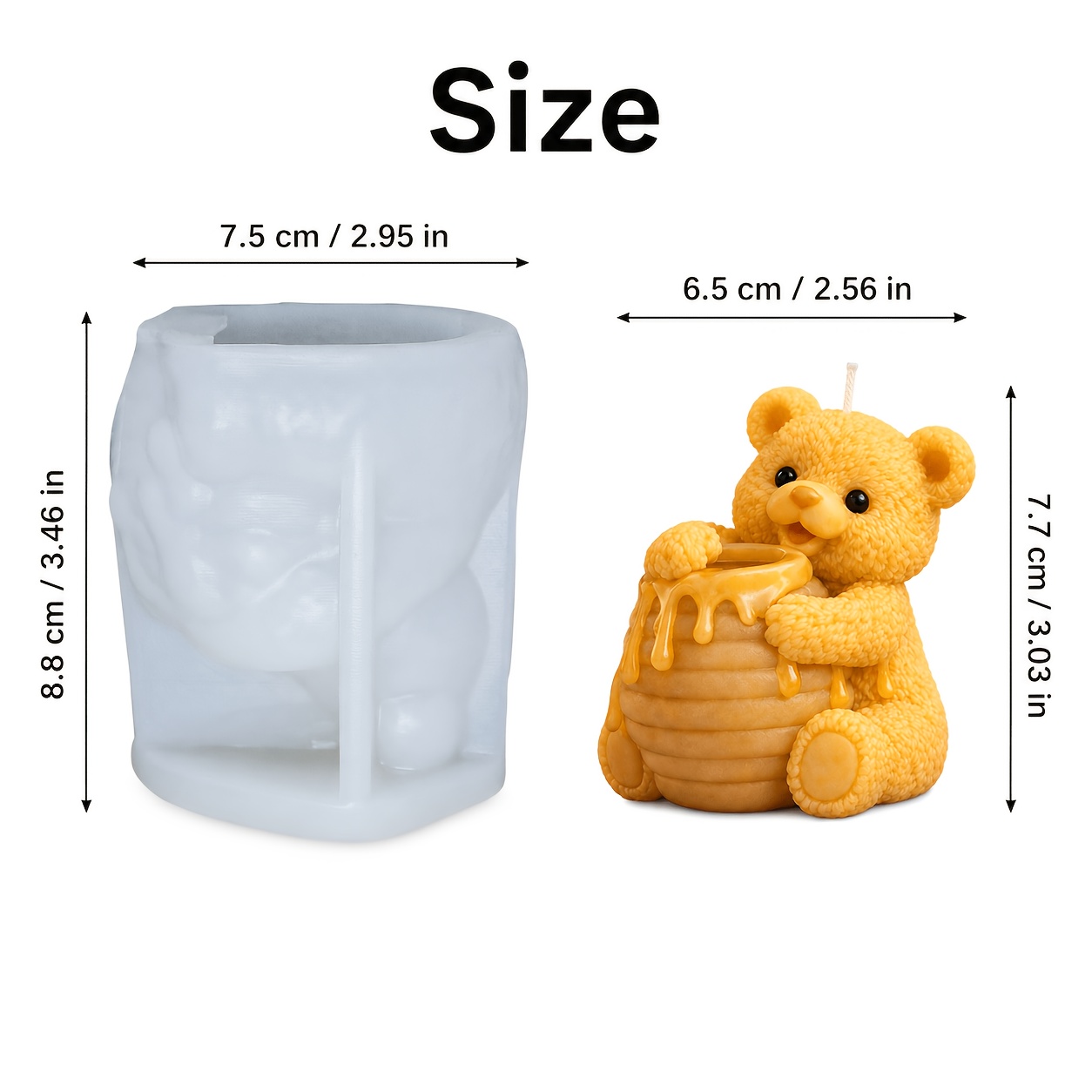 TEMU Molde para velas, molde de silicona para velas en frasco de de oso de miel, bonita forma de oso de peluche, de tejida, resistencia a altas
