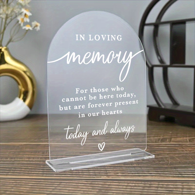 TEMU [2d Flat] In Loving Memory Acrylic Wedding Sign Memory Table Sign For Wedding Wedding Signs For Ceremony Modern Calligraphy Arch Acrylic Table
