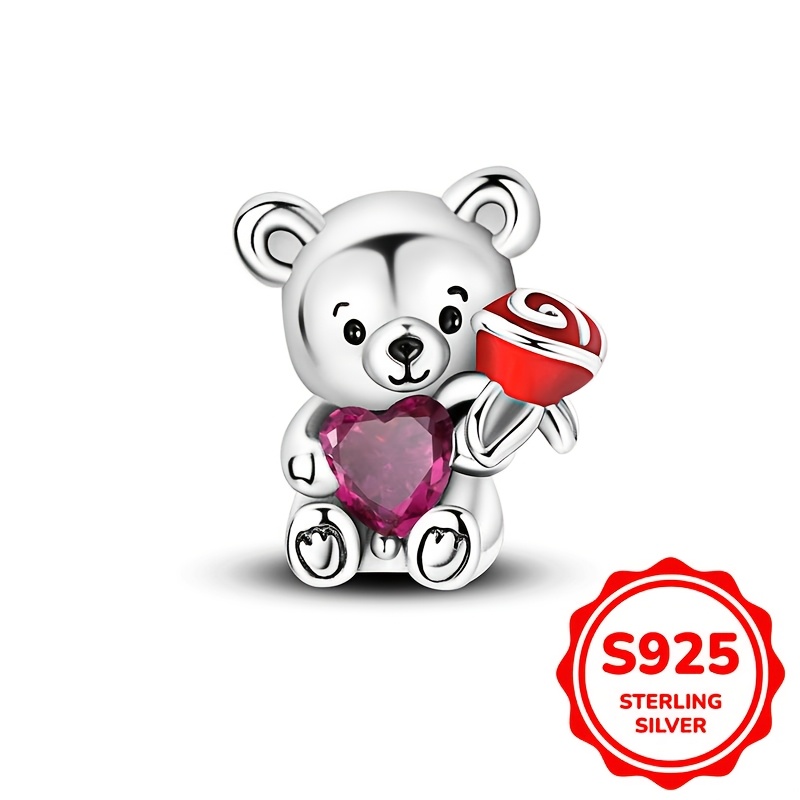 

Elegant 925 Silver Teddy Bear Bead Pendant, Suitable For Original 3mm Bracelets, Elegant , High-end Jewelry Gifts For Women, Wedding Party Accessories, Weighing 2.6 Silvery