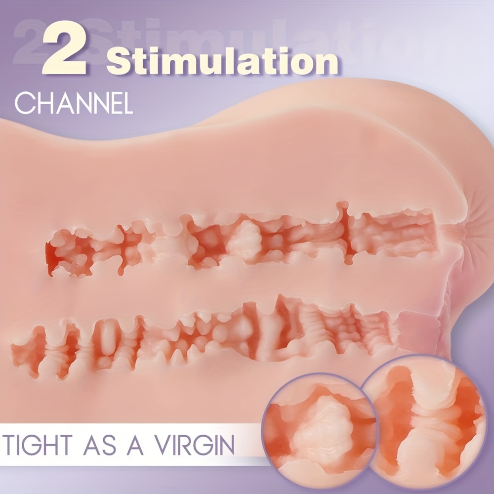 Realistic Mini Cat Butt Male Masturbator - 3D Lifelike Sex Toy with Dual Channels for Vaginal & Anal Stimulation, Pocket-Sized TPE Material, Battery-Free