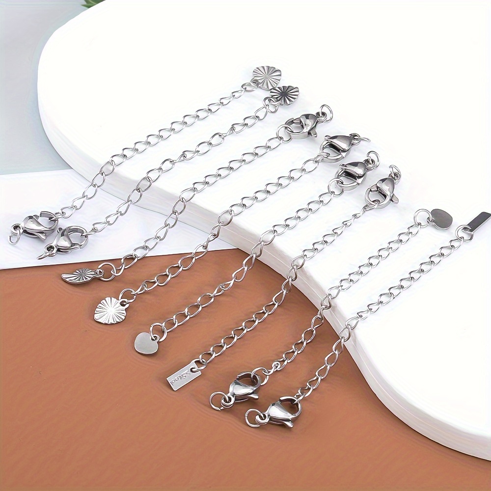 

10pcs Stainless Steel Extension Tail Chain With Lobster Clasp, Connector Extended Chain For Bracelet Necklace Jewelry Making