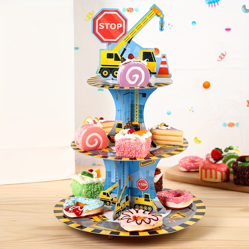 

Engineering Vehicle Party 3 Tier Cupcake Display Stand,happy Birthday Party Decoration,construction Theme Cake Stand,excavator Vehicle Birthday Party Decor,bulldozer Tractor Truck Party Supplies