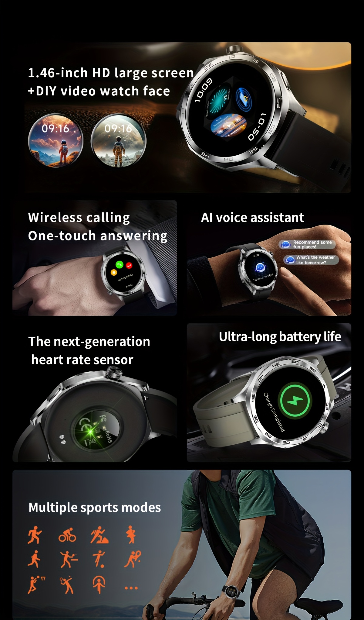 smart watch with flashlight 1 96 amoled high refresh rate   health monitoring 100 sports   ios   compatible Product details 2