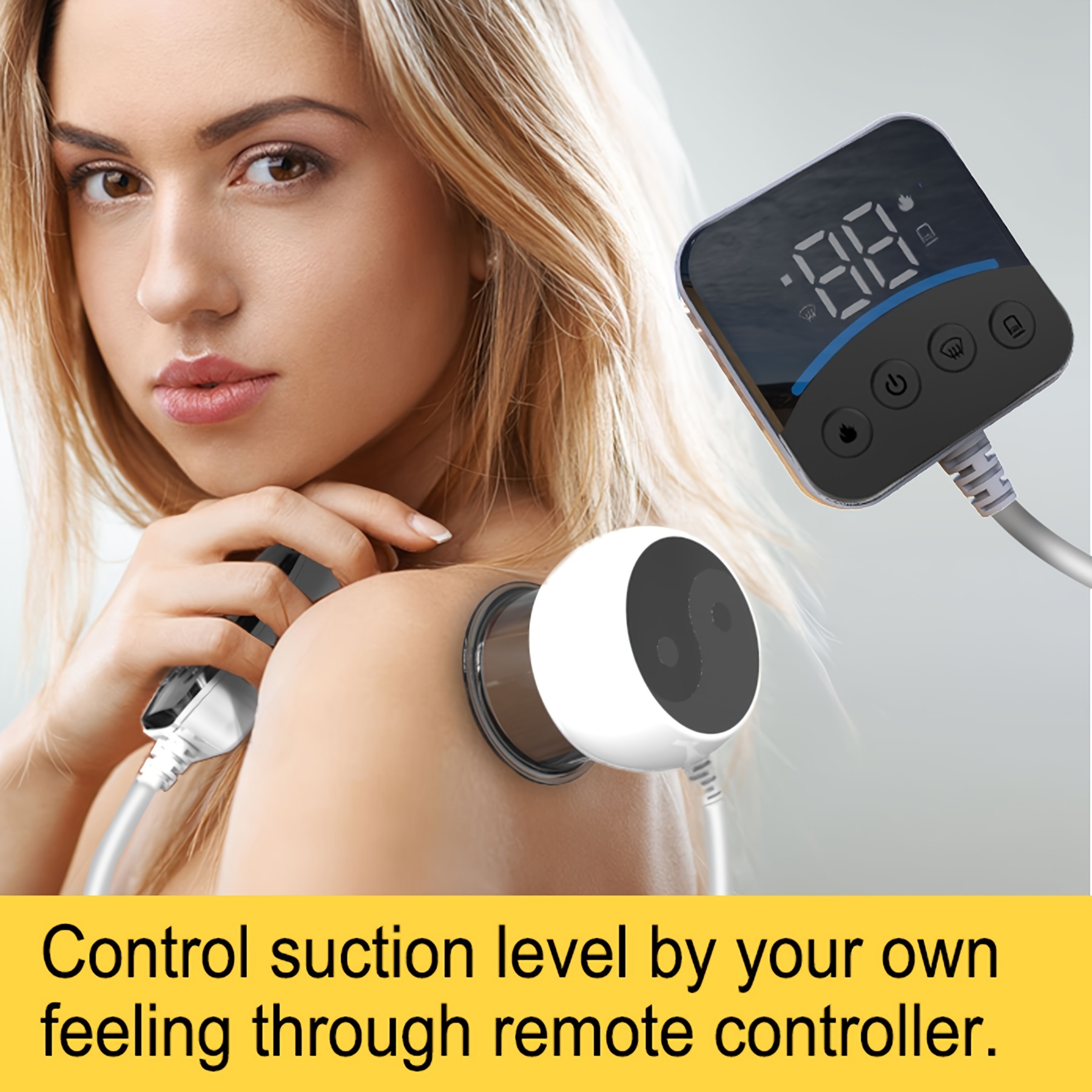intelligent wired remote controller electric cupping massage device vacuum suction body massager for neck back waist and shoulders without   of   lcd screen display the cupping strength   settings in real time