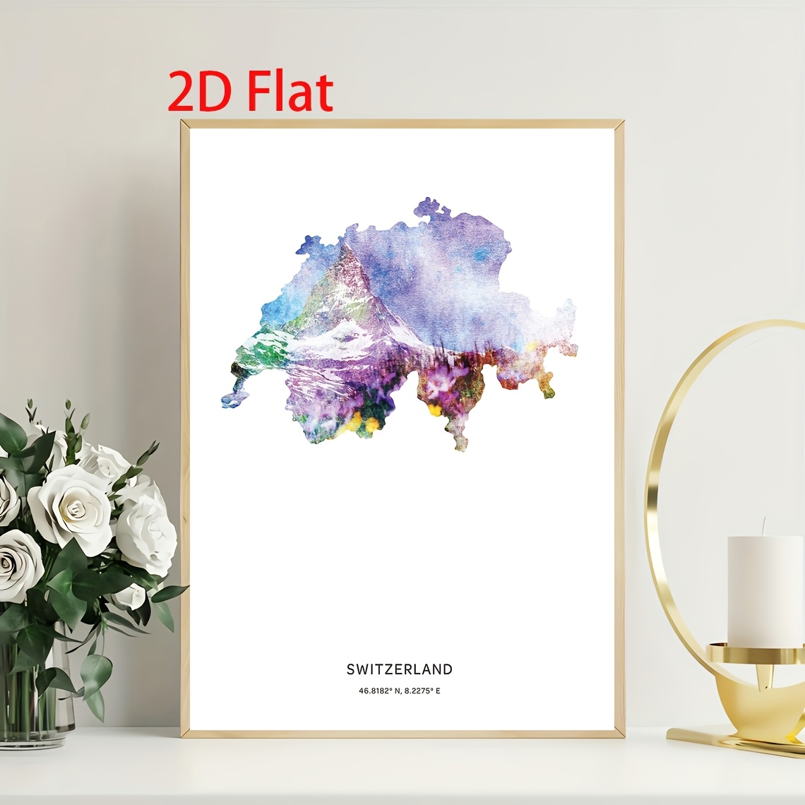 2D Flat Swiss Printmaking Canvas Art Poster, Unframed