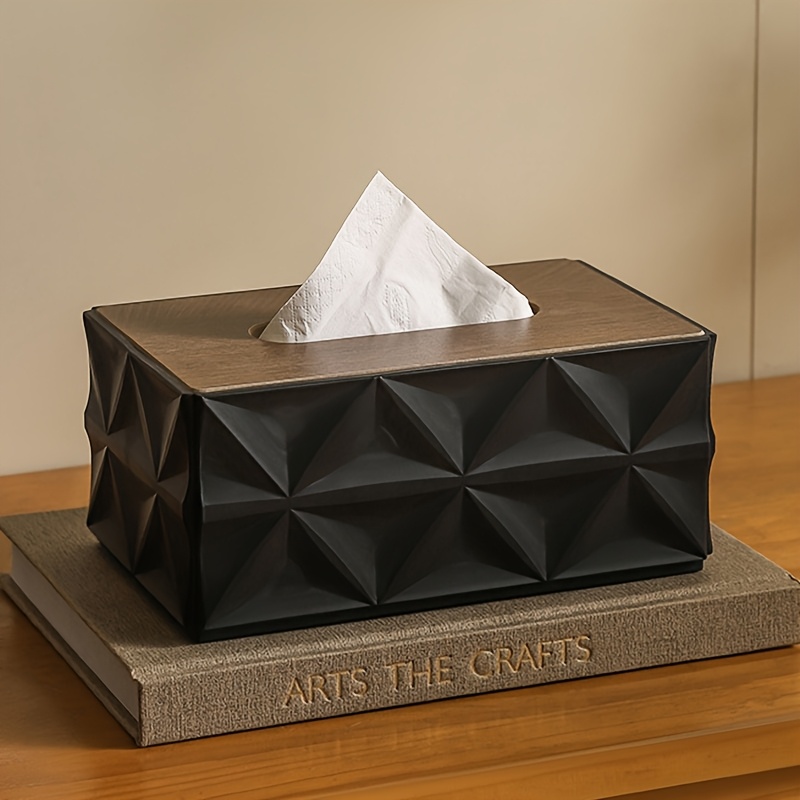Image of 1pc Large Capacity Tissue Box With Lid - Polished Plastic Brown Bathroom & Living Room Organizer, Minimalist Tissue Dispenser Suitable For Home, Office Decor - Durable Tissue Holder
