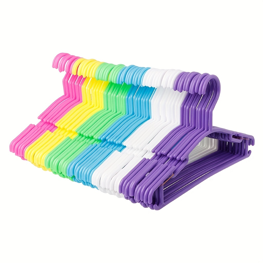 

10pcs Plastic Solid Non-slip Clothes Hangers, Random Colors, Suitable For Clothing Stores Use