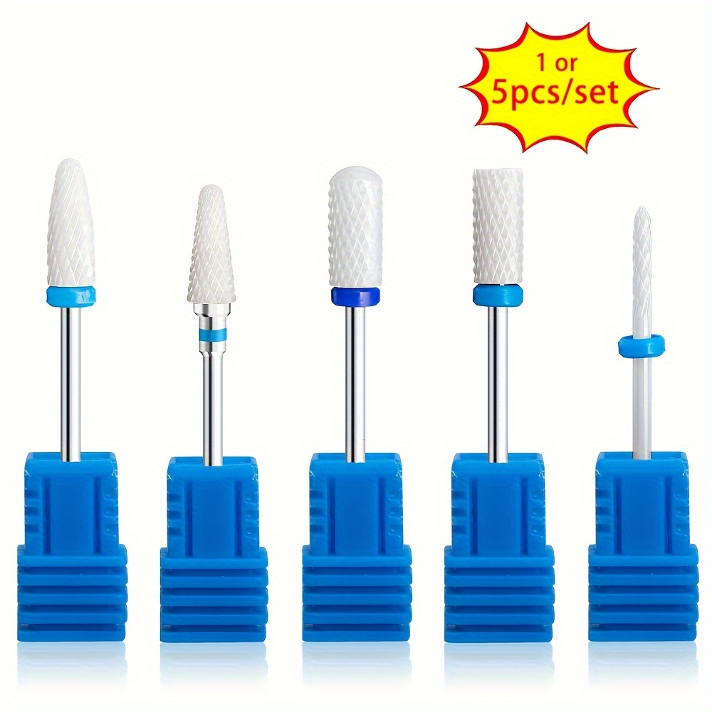 

5-piece Ceramic Carbide Tungsten Nail Drill Bit Set For Electric Manicure & Pedicure Tools - Odorless Accessories