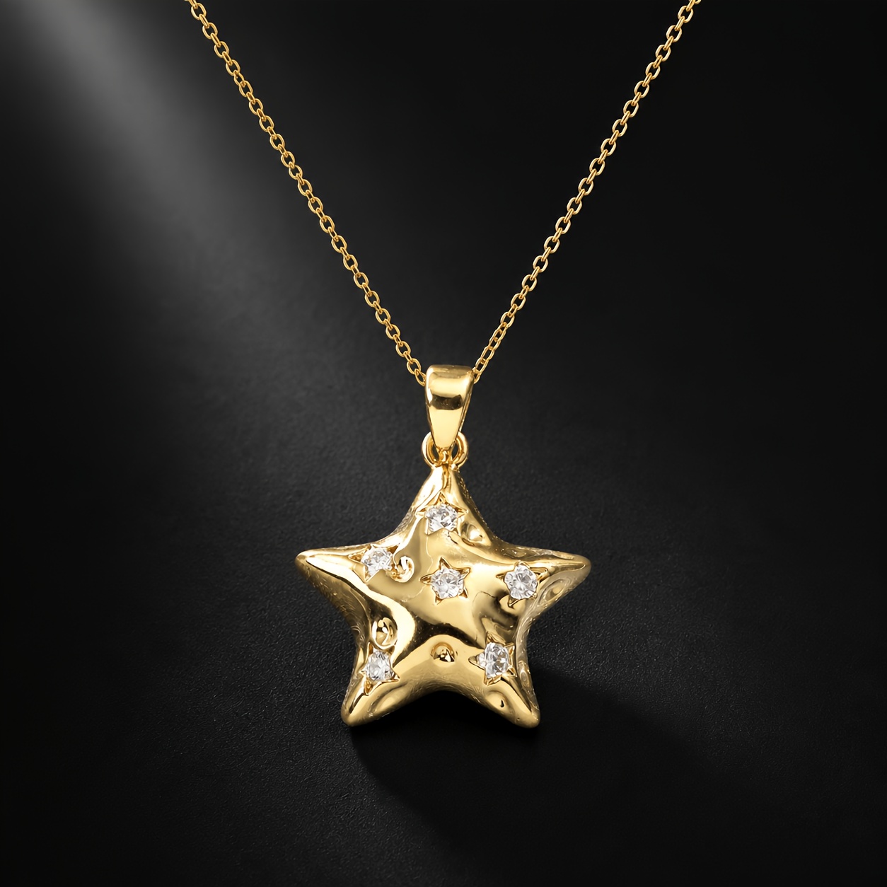 TEMU 1pc Pendant Necklace For Women, Delicate Golden Color Chain Necklace, Cute Sparkly Jewelry Gift For Daily Wear