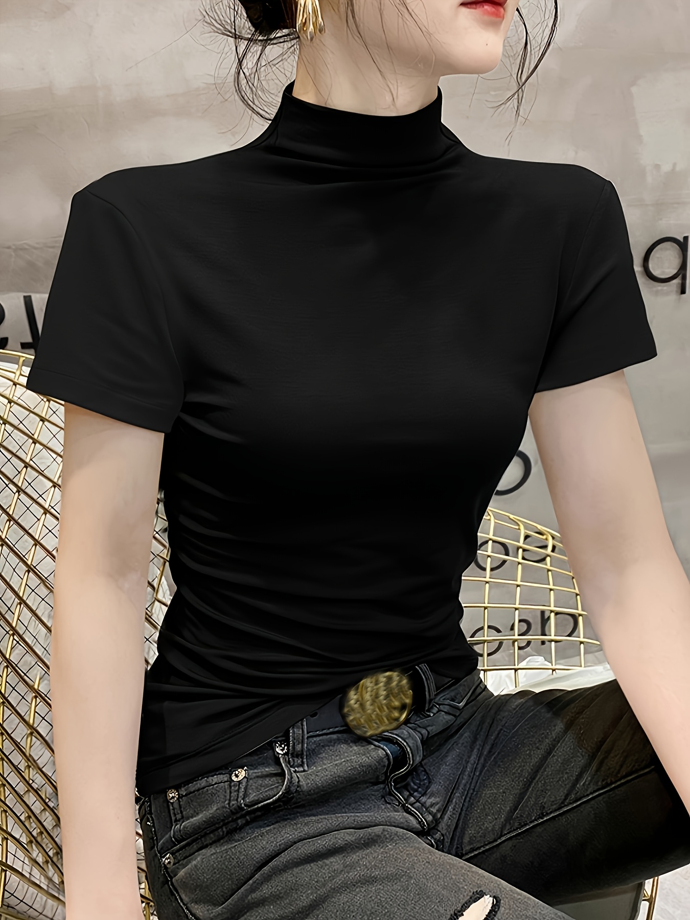 Rollkragenpullover Damen Kurzarm Halbarm Rollkragenpullover Witt