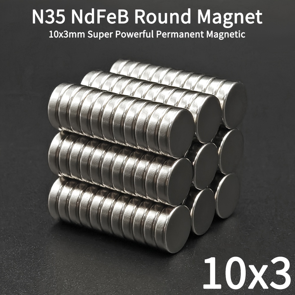 

Super Powerful N35 Neodymium Magnets 10x3mm Round Permanent Ndfeb Magnets, Nickel+copper+nickel Triple Layer Plated, Axial Magnetization, Up To 80°c/176°f, Ideal For Material Moving -