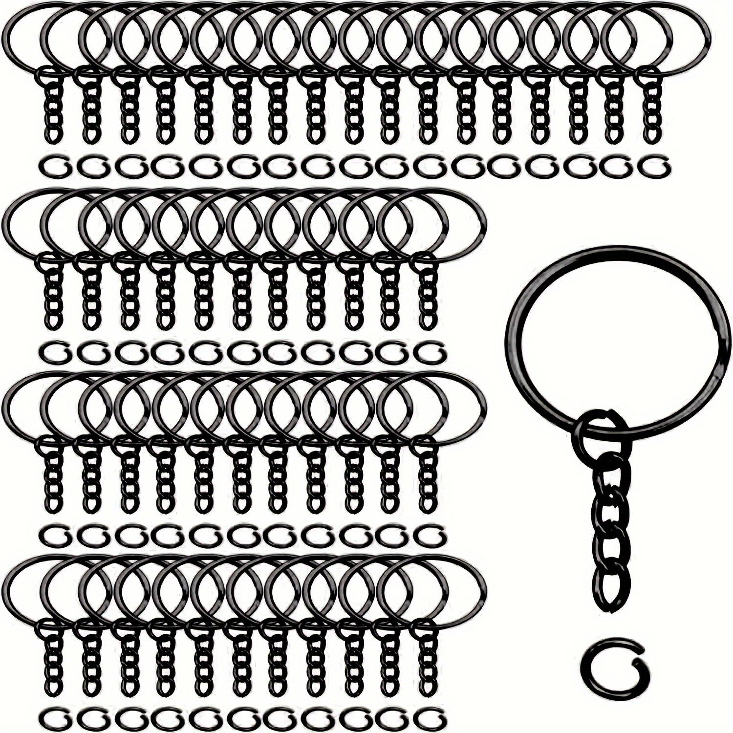 

100pcs Anneaux de Porte-clés en Fer Noir avec Anneaux Fendus - Accessoires de Clés de Voiture DIY & Cadeaux de Fête Créatifs