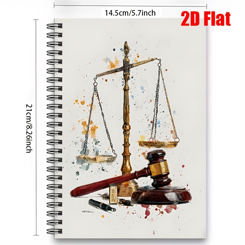 TEMU 1pc Personal Organizers [2d]flat Lawyer Themed Notebook Journal With Lined 100 Pages,, Ideal For , Court Records, Work, Study, Graduation Gift,