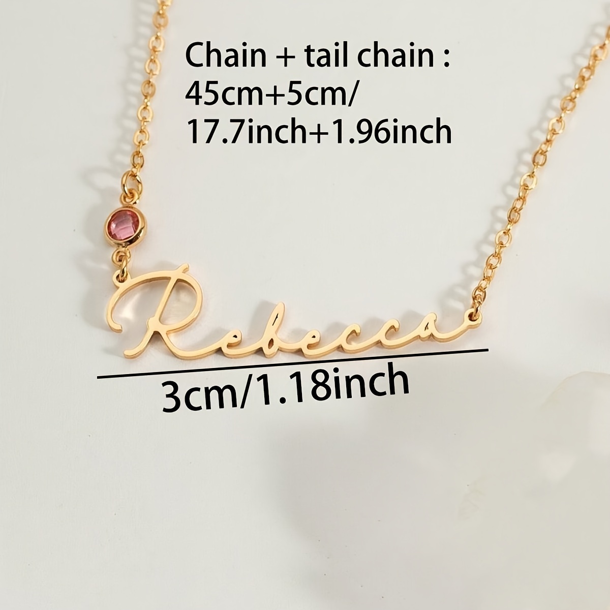 Custom Birthstone Name Necklace, 18K Gold Plated