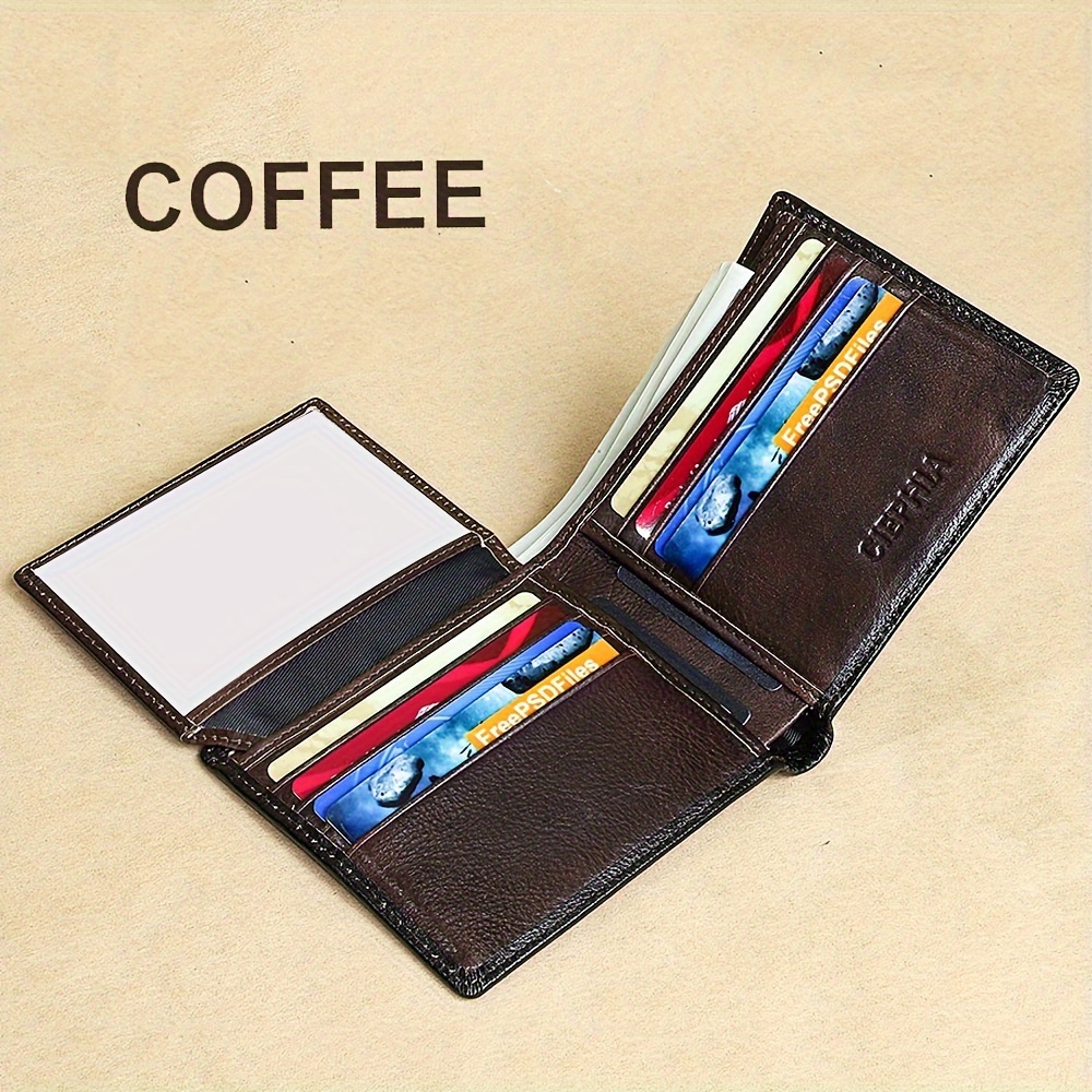 TEMU Genuine Theft Wallet Retro Bifold Short Multifunction Id Credit 2 Id Wallets