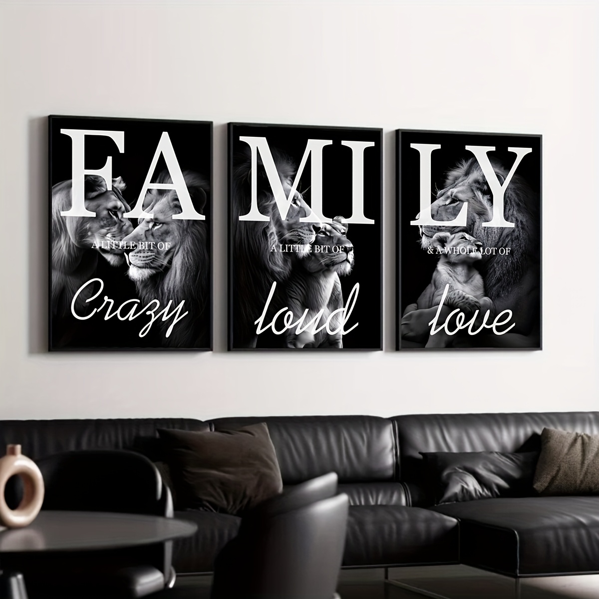 E-shop 2D Flach, 2D Flach, 3-teiliges Leinwandbild, Familien-Löwen-Wandkunst, ideales Geschenk für Wohnzimmer, Küche, Deko-Wandkunst Wanddeko, ,