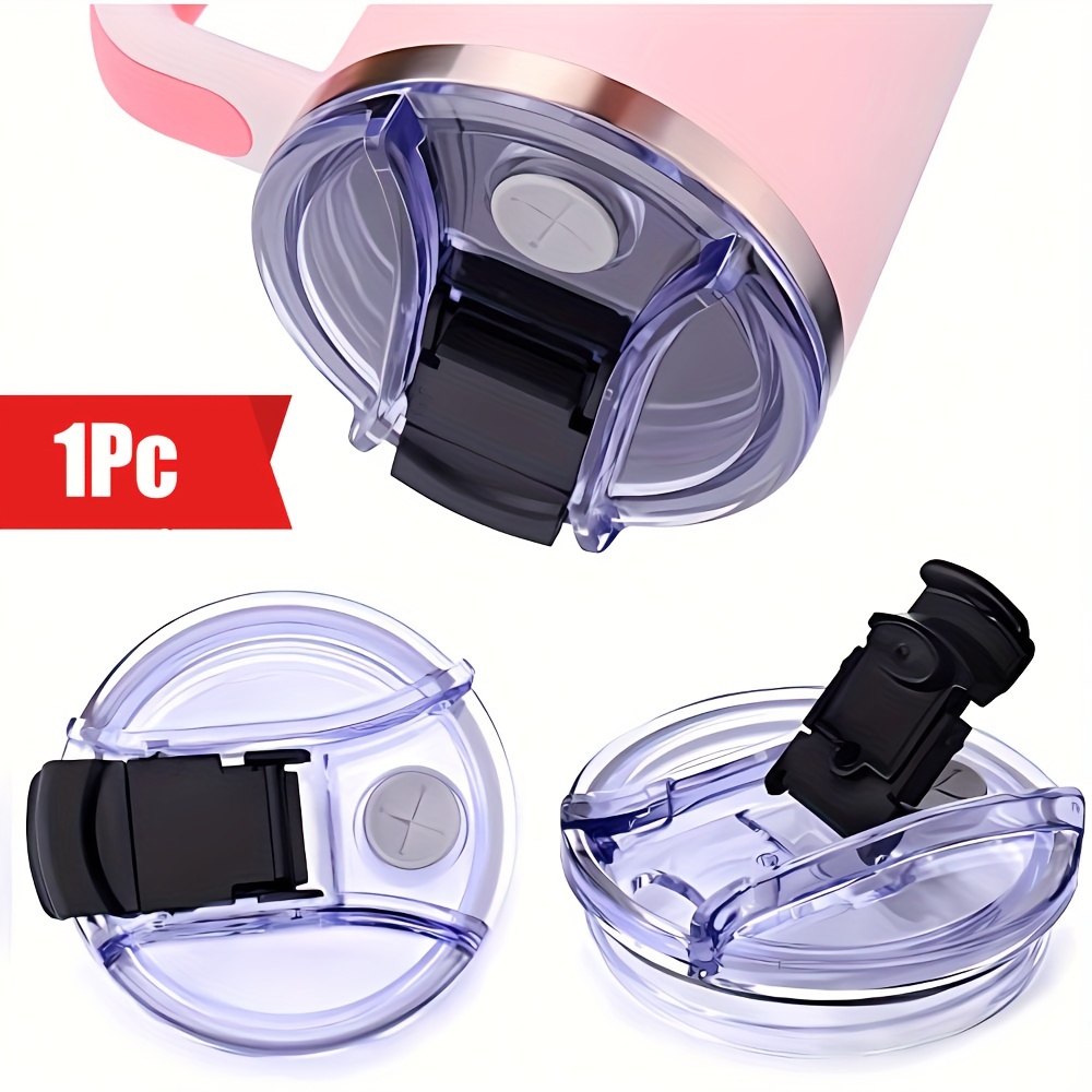 

1pc Universal Leak-proof Spill-proof Flip-up Lid Accessory With Rubber Seals And Locking Mechanism For 40oz Tumblers - Ps Material, Vent Hole, Straw Compatible, Sport Water Bottle Replacement Cover