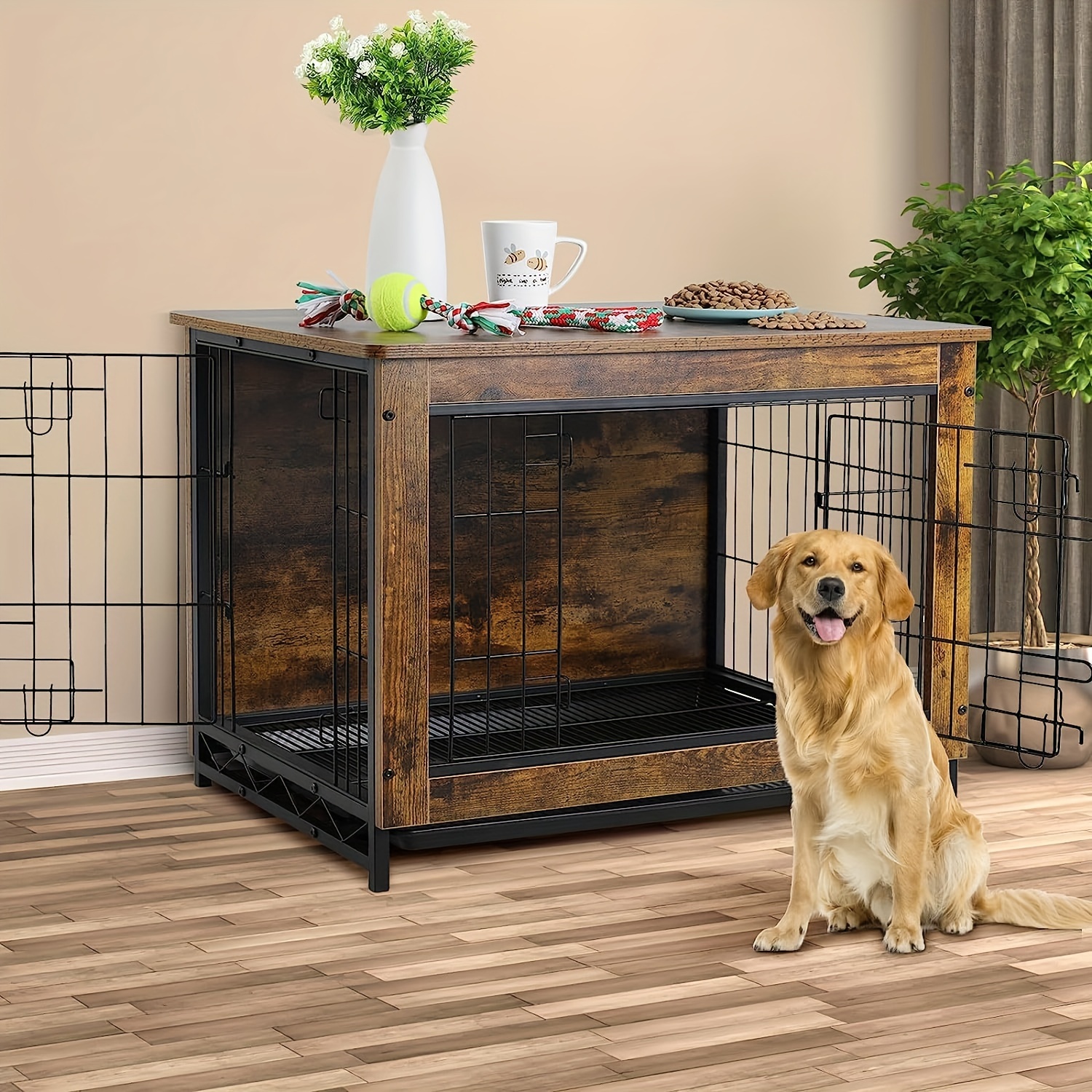 dog crate furniture wooden dog kennel with heavy duty dog cage