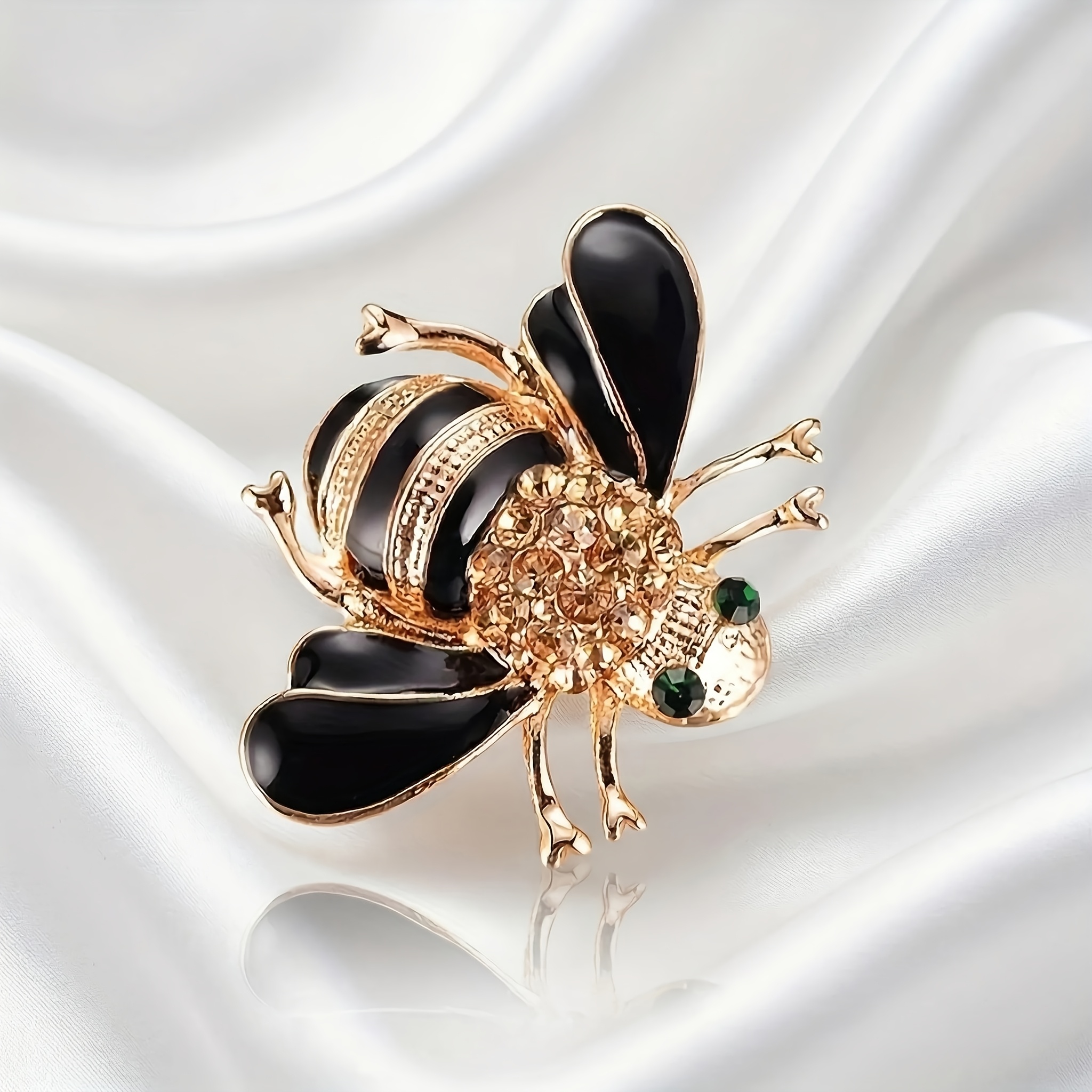 TEMU Broche de Abeja Retro de Lujo , Broche de Diamantes de con Incrustaciones de de Aceite de , Accesorio para Abrigo, Botón Anti-Transparencias, ¡