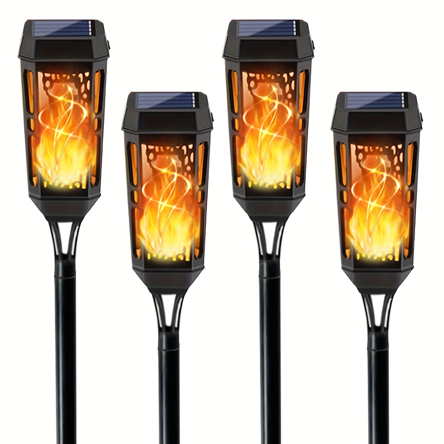 E-shop 4/8/12 Stück Solarbetriebene 12LED Fackelleuchten - Außenbeleuchtung Solar Flammenleuchten, Solar Wegleuchten, Robustes Plastik, für Gartendeko
