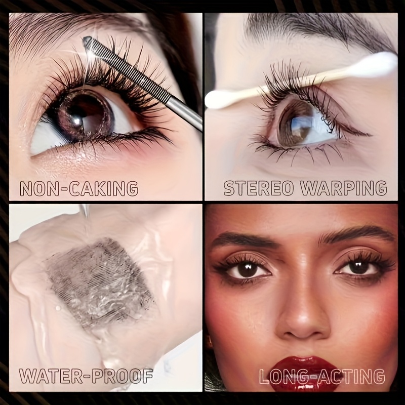 1pc steel tube mascara waterproof sweat proof formula for volumizing lengthening curling lashes for natural looking full coverage parties music festivals mother s day gifts black party makeup festival cosmetics sleek metallic tube dense lash application wear Product details 2
