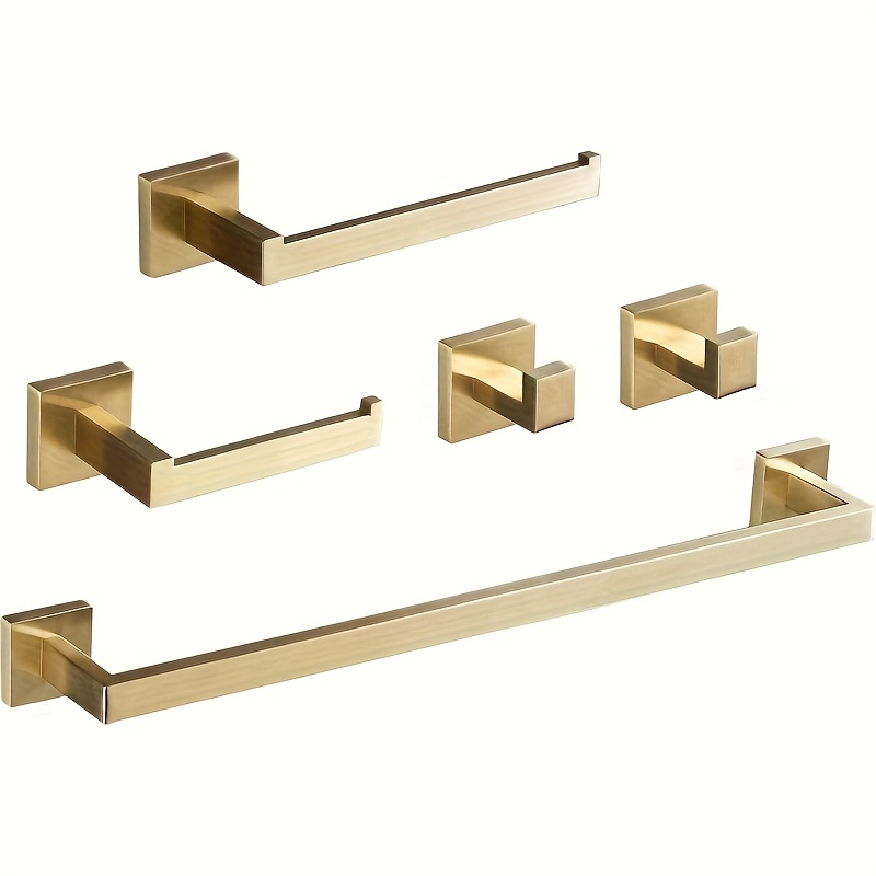 Durable 5-Piece Stainless Steel Bathroom Hardware Set - Rust Resistant & Easy Install