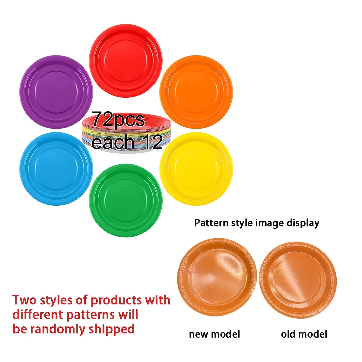 Image of 72pcs 6 Colors 9 Inch Colored Paper Plates Disposable Heavy Duty Paper Plate Dinner Dessert Plate Decorative Plates Bulk For Parties, Holidays, Picnics