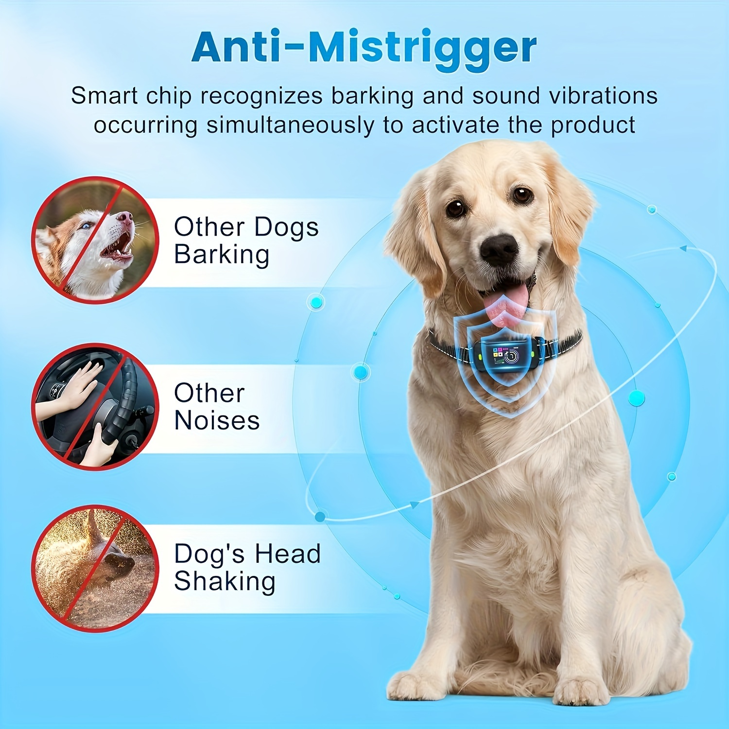 small dog vibrating collar PcEoTllar Rechargeable Bark Collar for Dogs - Adjustable Anti Barking  Control Device for Small, Medium, Large Breeds - Vibrating Beeper Bark  Stopper in Blue | Buy Now with Express International Delivery
