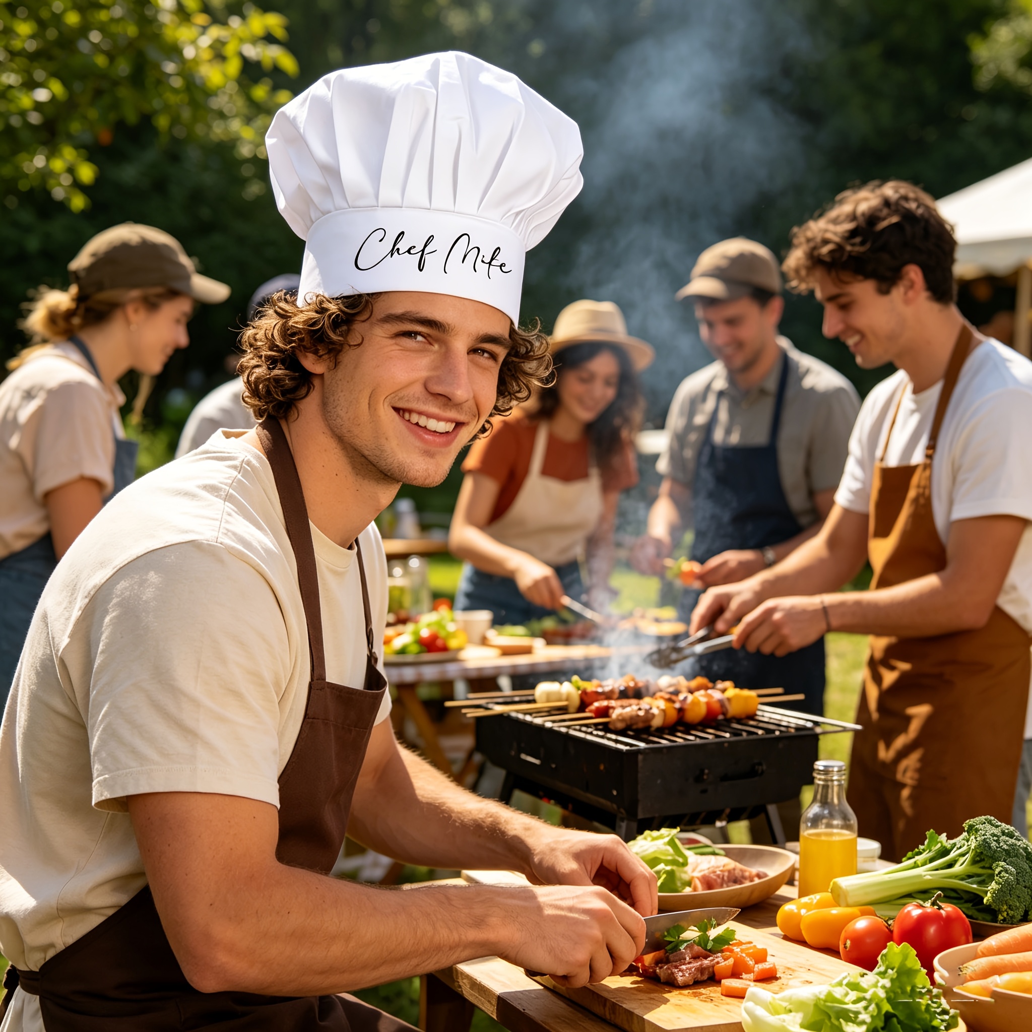 TEMU 1pc Custom Chef Hat, Text Printing Available, Perfect Gift, Adjustable And Reusable, Suitable For Birthday, Father's Day, Restaurant Use, Gift