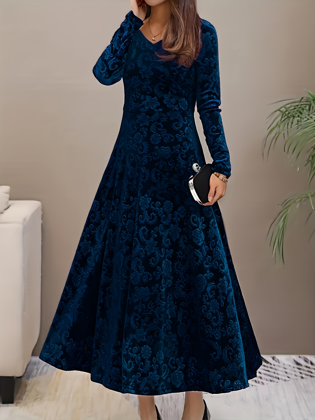 blue velvet plus size dress Navy Blue Velvet Prom Dresses with Organza Overskirt Off the Shoulder 24210 Navy Blue / US6 main image 1