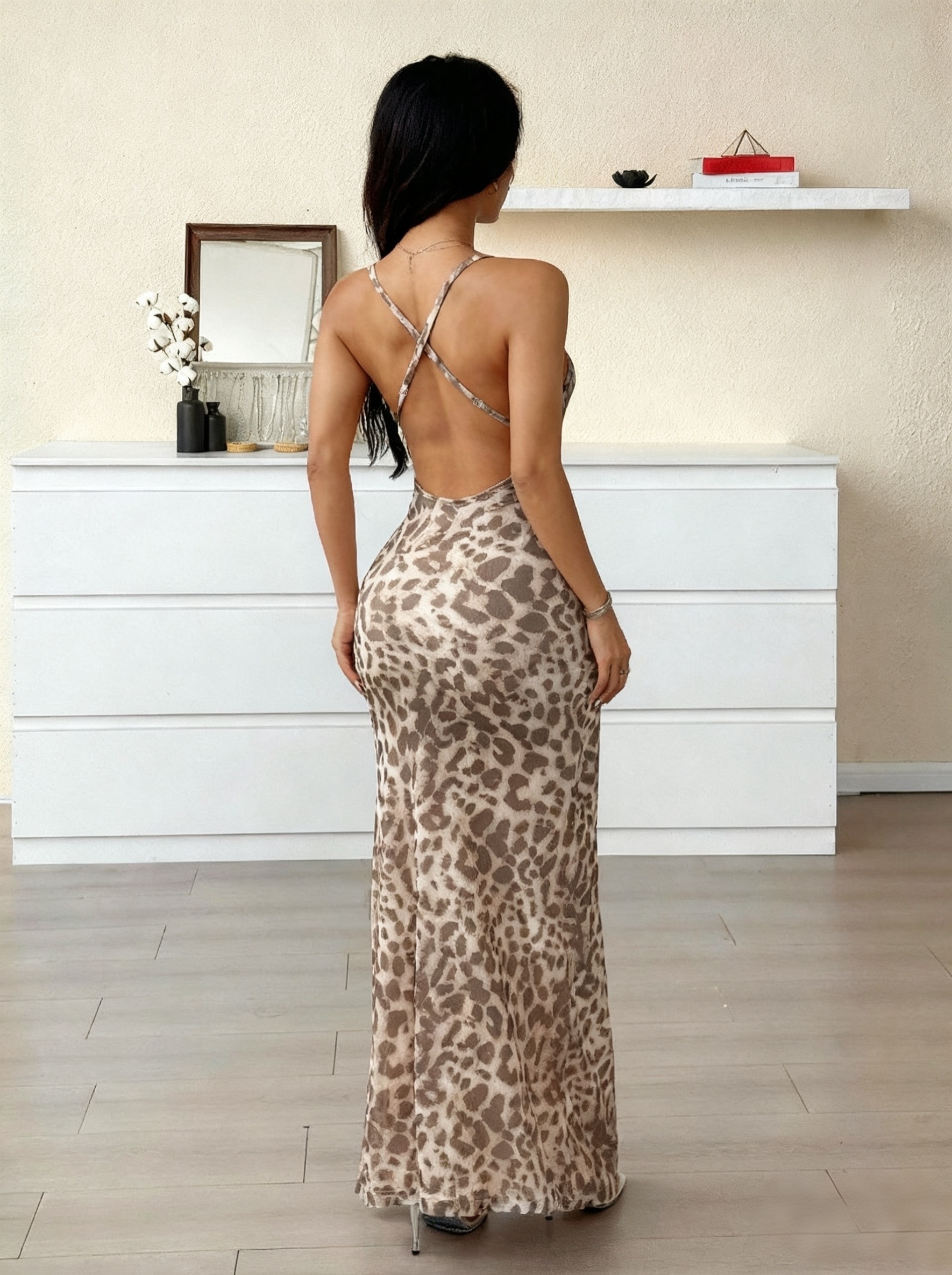 dress as 2000s EMBER LEOPARD PRINT CUT OUT MAXI DRESS  B-L-U-SH BY JOELLE