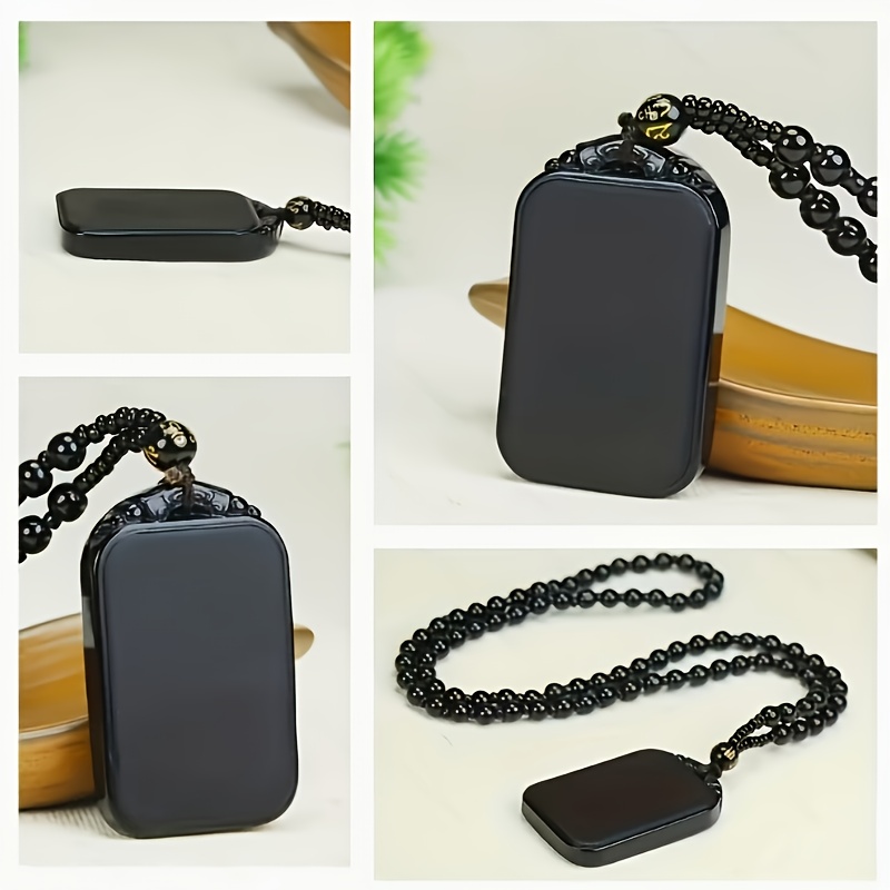 Obsidian Peace Sign Pendant Necklace, Unique Gift