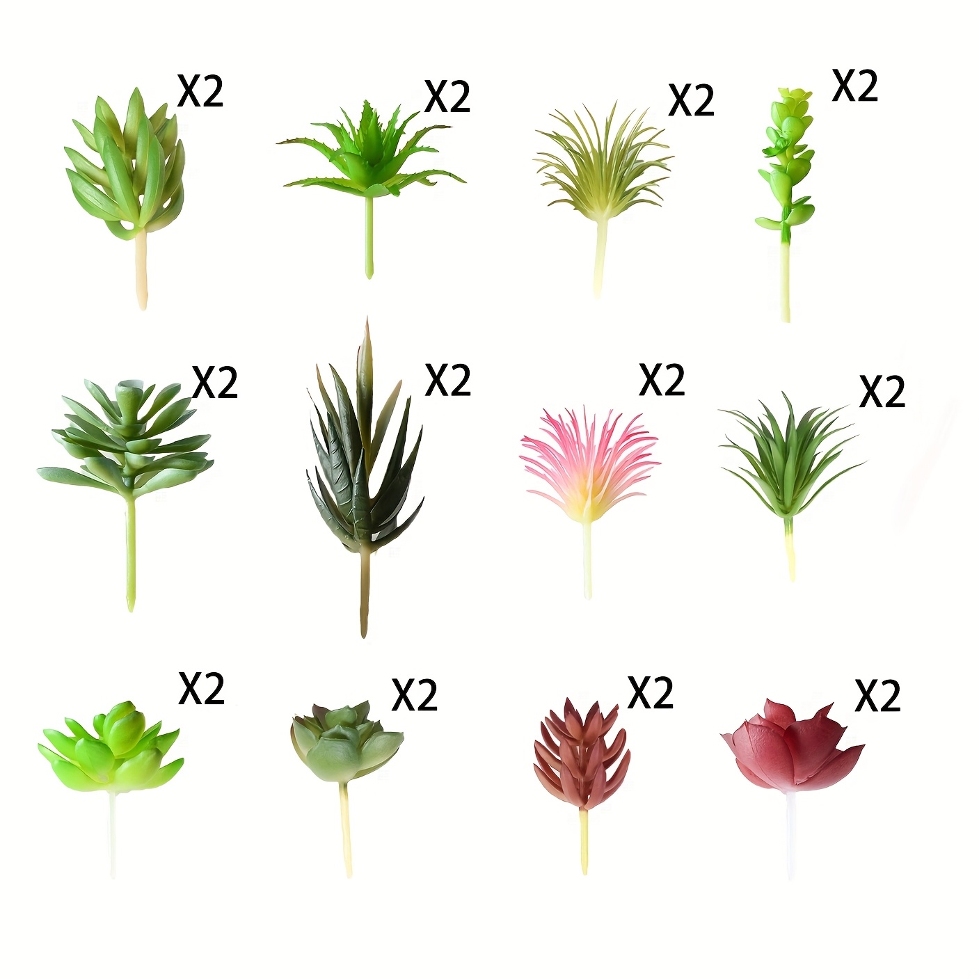 Image of 24pcs Of Realistic Succulent Plant Arrangements, Desk Ornaments, Gifts For , Mini Artificial Succulent Additions With Flocking For Home Decor And Green Plant Wall
