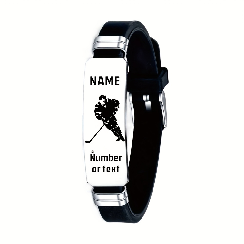 TEMU Bracelets de sport de hockey sur glace personnalisés pour et équipes, accessoires exclusifs pour les passionnés de hockey sur glace, cadeaux