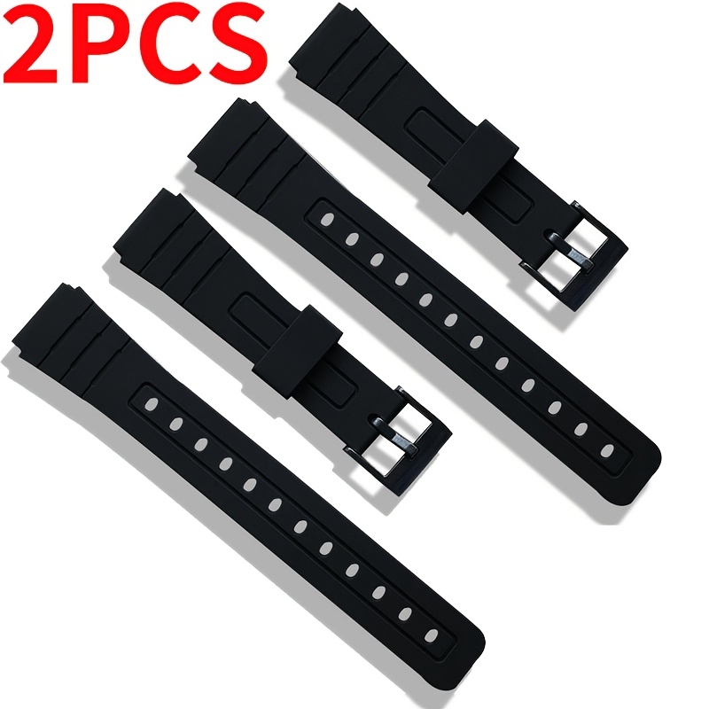 TEMU 2pcs 12mm 14mm 16mm 18mm 20mm 22mm Resin Plastic Watch Strap Men Women Black Sports Waterproof Wrist Band Bracelet Additions