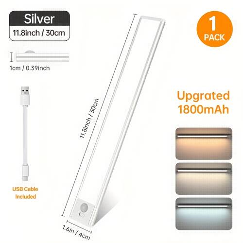 1pc rechargeable led motion sensor cabinet lights usb charge battery lights increase battery capacity magnet lights with push button switch for hallway kitchen staircase 3 colors home night light