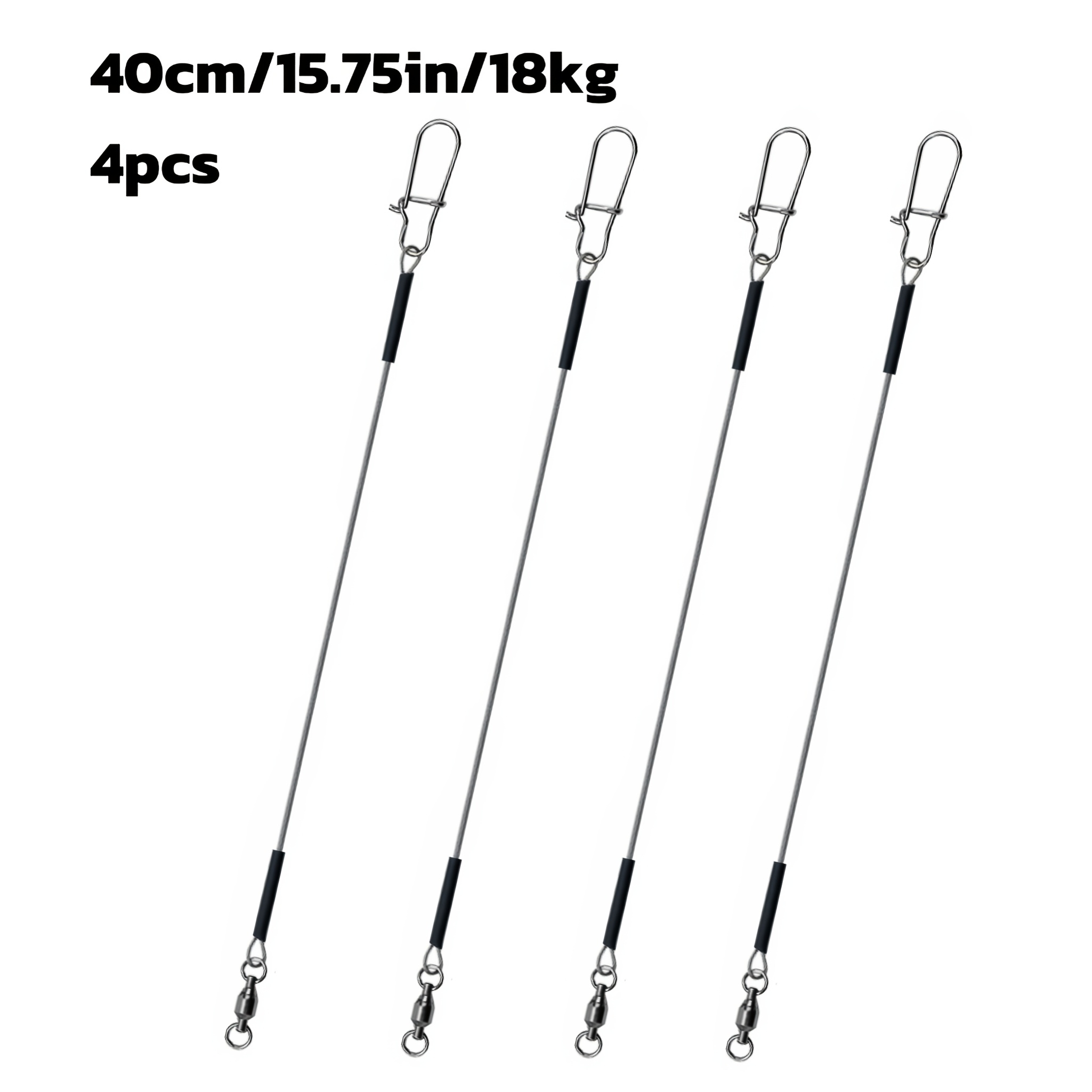 TEMU 4pcs Steel Wire Fishing Leader With Swivel Snap, Anti-bite Strong Leader Line For Lure Fishing, Saltwater & Freshwater Fishing
