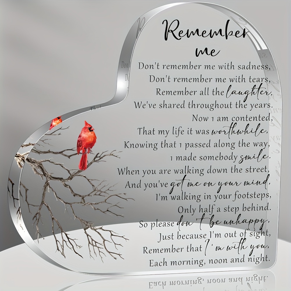 TEMU 2d Flat, Sympathy Gift Acrylic Heart Shape Memorial Bereavement Gifts For Loss Of Remembrance Condolence Funeral Grief Keepsake For Mom Dad