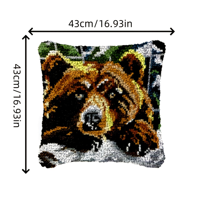 Latch Hook Cushion Kits with Bear Pattern for Handmade Crochet Craft