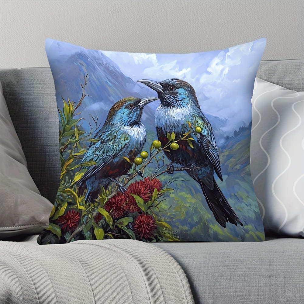 TEMU 1pc New Zealand Bird Art , Patterned Pillowcase, Machine Washable, Zipper Closure, Suitable For Car, Bedroom, And Living Room Sofa Decoration.